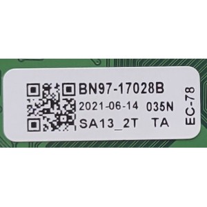 MAIN PARA TV SAMSUNG / NUMERO DE PARTE BN94-16108H / BN41-02751B-000 / BN97-17028B / BN9652985A / BN96-52985A / BN9416108H / PANEL CY-BT043HGEV5H / DISPLAY HV430QUB-F1A / 50309A / MODELO UN43TU7000FXZA BA07